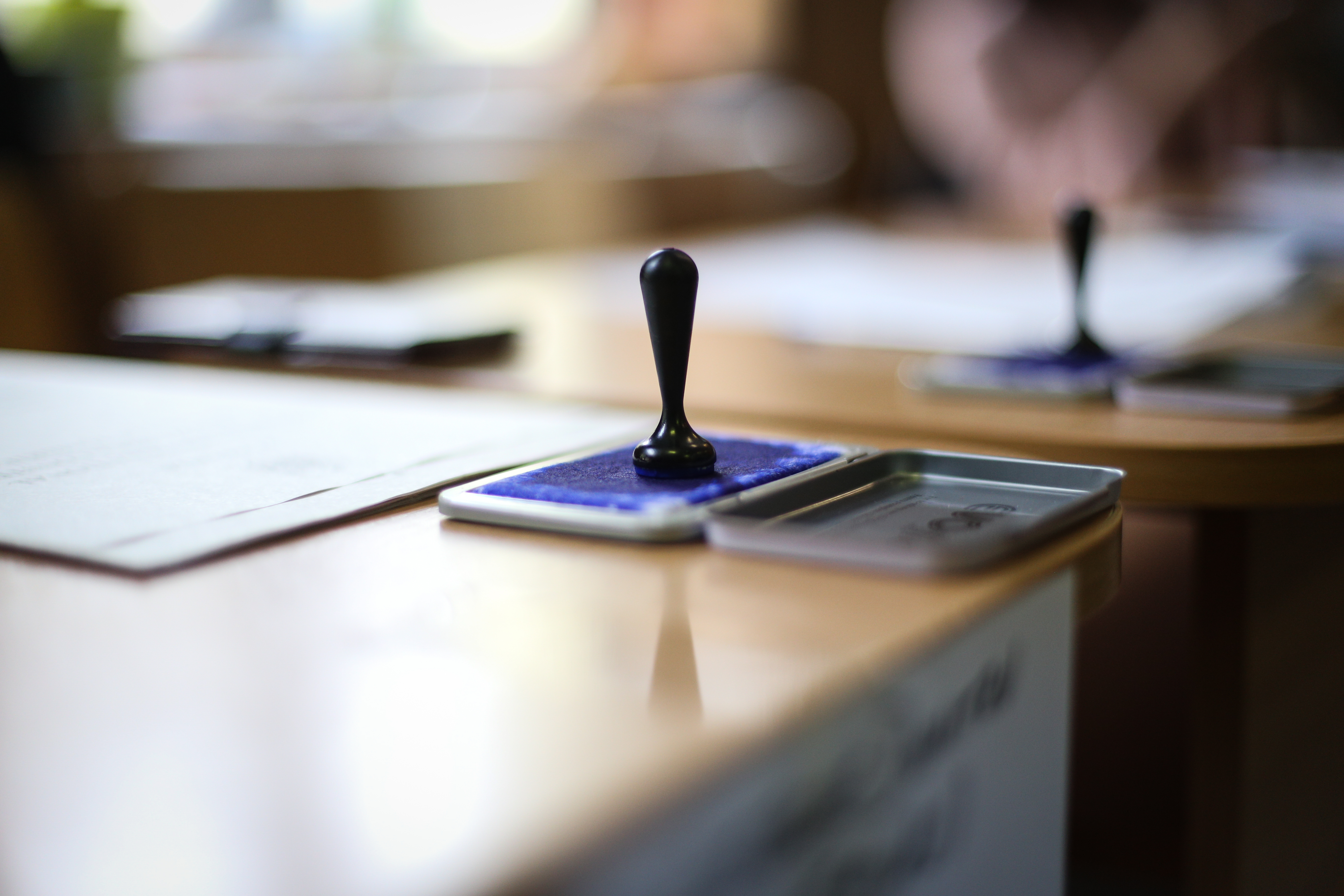 Voting,Stamp,At,A,Polling,Station,In,Bucharest,,Romania