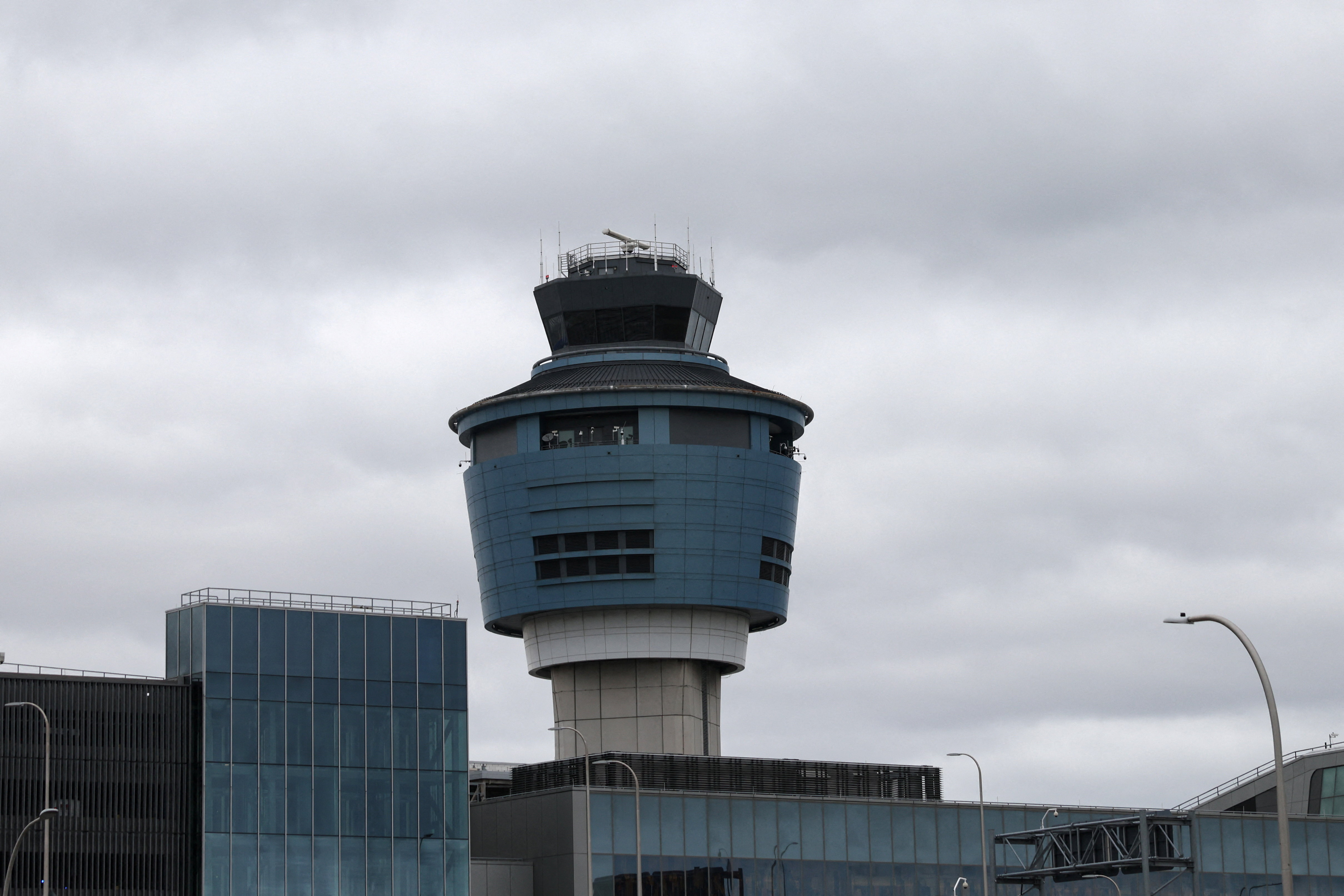 Air traffic control tower at LaGuardia Airport in Queens borough of New York City