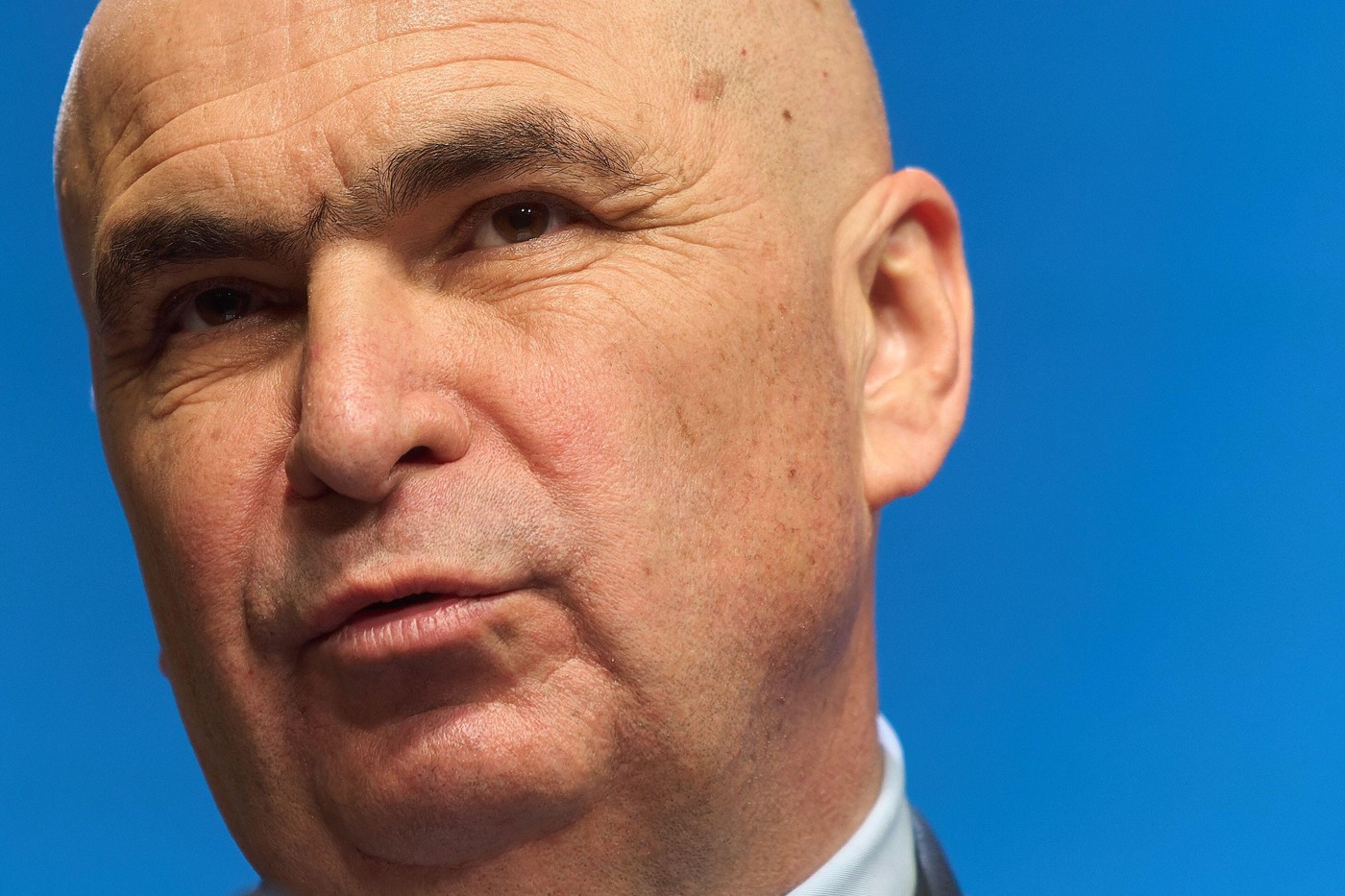 Bucharest, Romania. 3rd Oct, 2025: Ilie Bolojan, Prime Minister of Romania, holds a press conference marking 100 days since taking office at Victoria Palace, the headquarters of the Romanian Government. Credit: Lucian Alecu/Alamy Live News