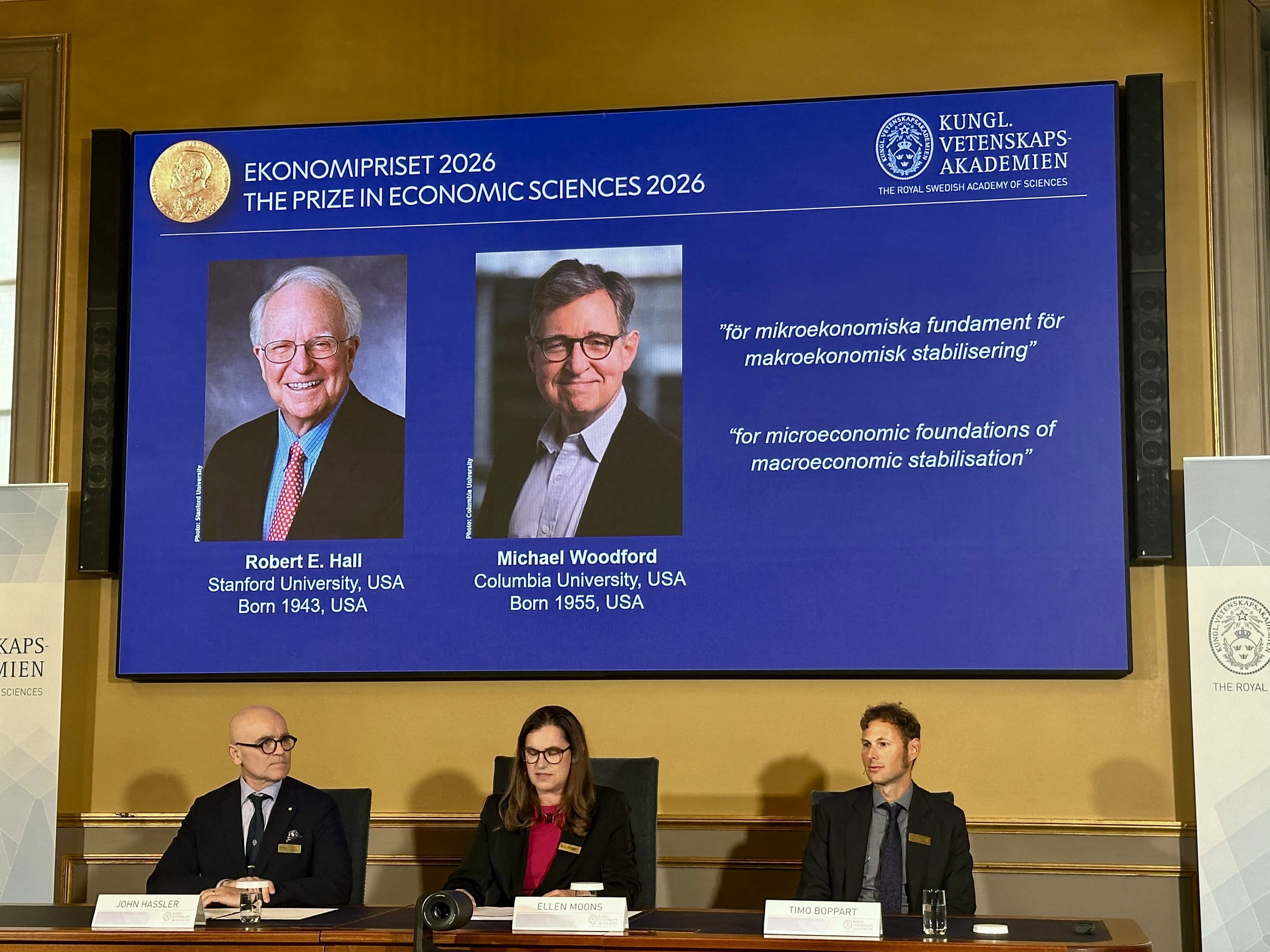 US economists Hall and Woodford win 2026 Nobel Prize for Economics
