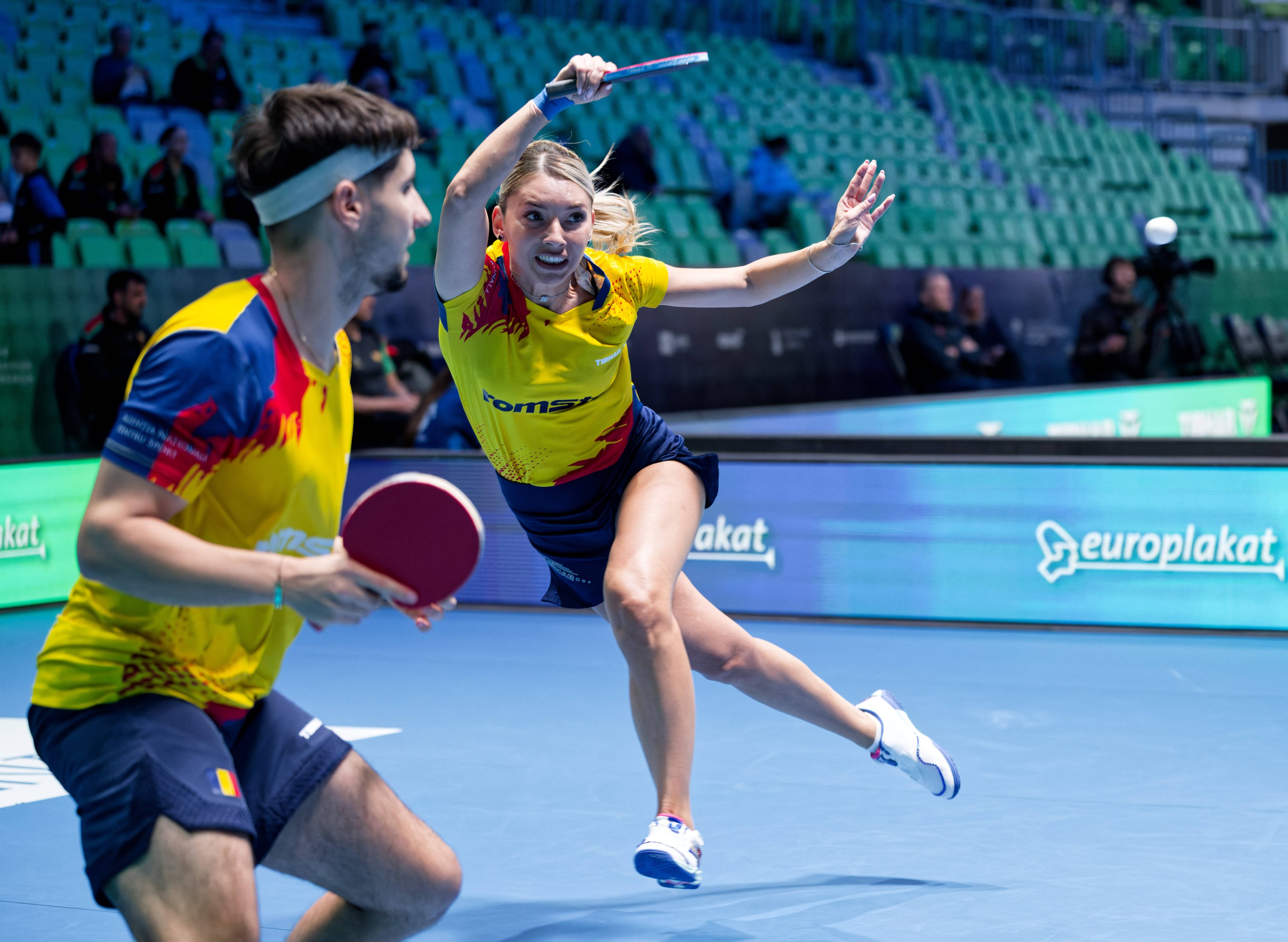 Eduard Ionescu-Bernadette Szocs Romania (foto-ms5685b) bei den Tischtennis-Europameisterschaften in Ljubljana, Slowenien